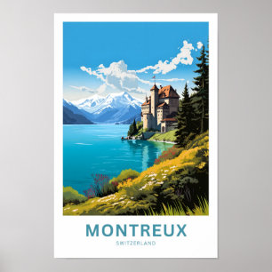 Póster Rueda de viaje de Montreux Suiza