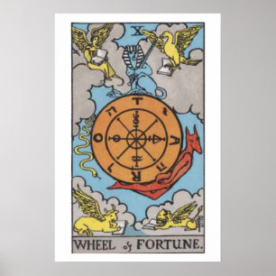 Póster Rueda del poster de la carta de tarot de la