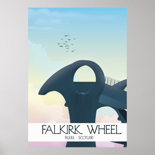 Póster Rueda Falkirk, afiche de viaje de Escocia (Frente)