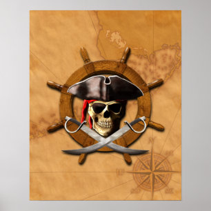 Póster Rueda Jolly Roger Pirate