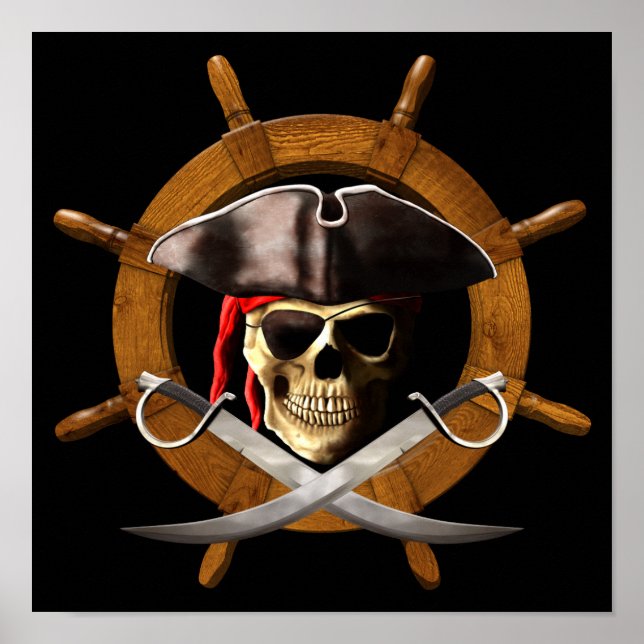 Póster Rueda Jolly Roger Pirate (Frente)