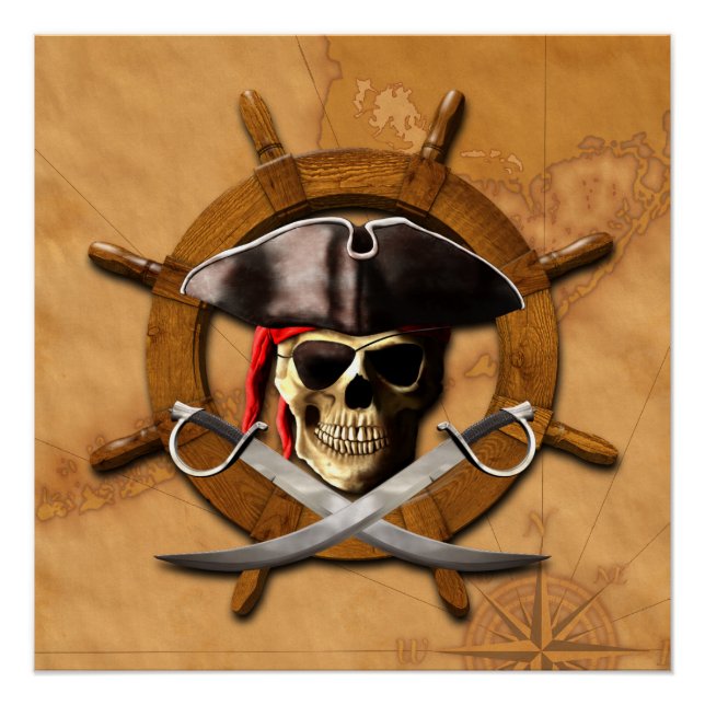 Póster Rueda Jolly Roger Pirate (Anverso)