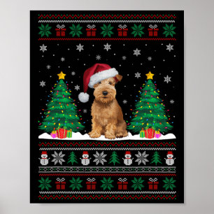 Póster Rueda Recubierta Suave Perro Terrier Navidad Árbol