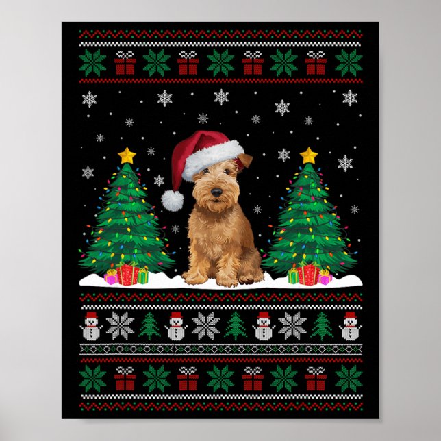 Póster Rueda Recubierta Suave Perro Terrier Navidad Árbol (Frente)