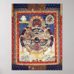 Póster Rueda Tibetana de la Vida Ciclo del Samsara