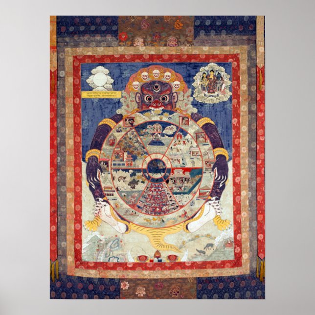 Póster Rueda tibetana del ciclo vital de Samsara (Frente)
