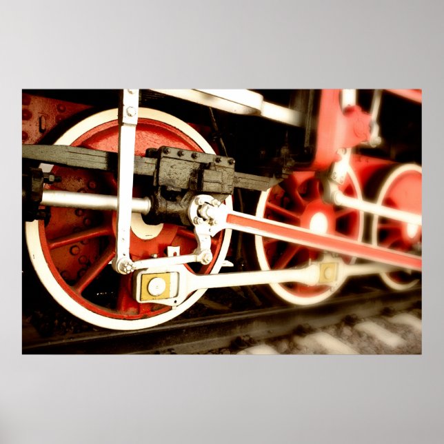 Póster Ruedas de locomotora de vapor (Frente)