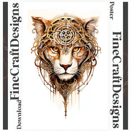 Póster Ruedas de perros metálicos del tigre de vapor impr