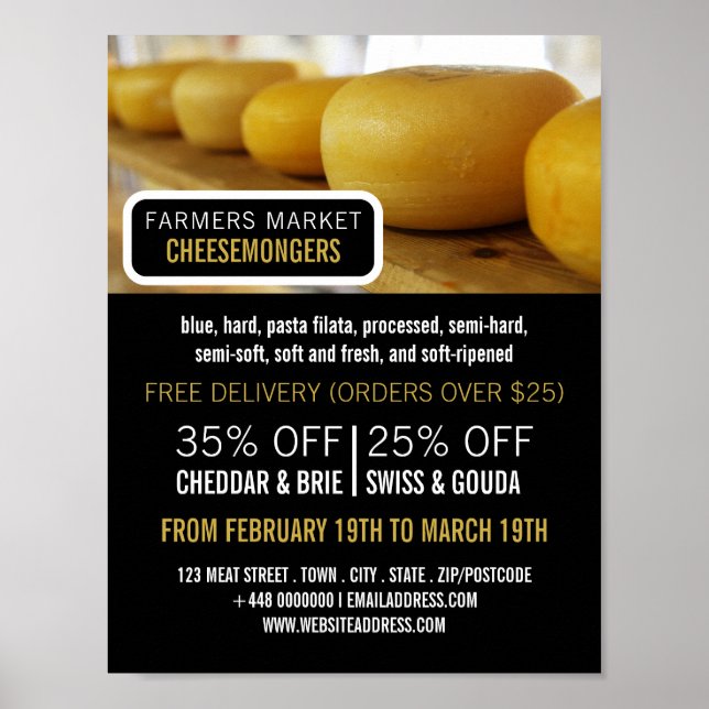 Póster Ruedas de queso, publicidad de Cheesemonger (Frente)