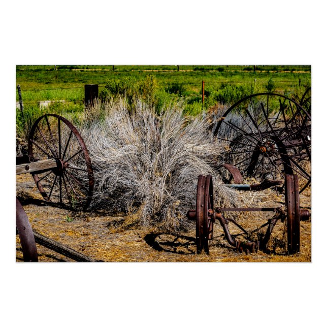 Póster Ruedas históricas de rancho brillantes (Anverso)