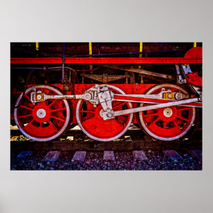 Póster Ruedas vintage de tren de vapor