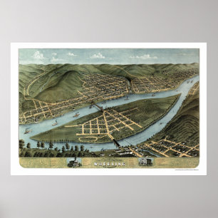 Póster Ruedas, WV Mapa Panorámico - 1870