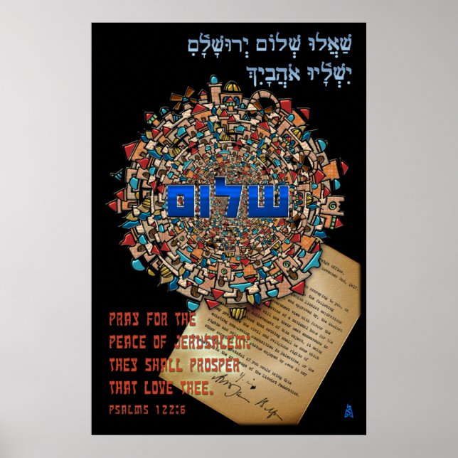 Póster Rueguen por la paz en Jerusalén (Frente)