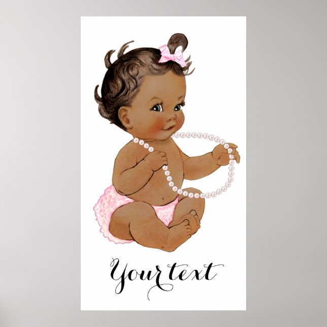 Póster Rufa rosa salpica perlas Chica de etnia Baby Showe (Frente)