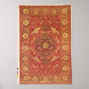 Póster Rug decorated with scenes of fighting animals