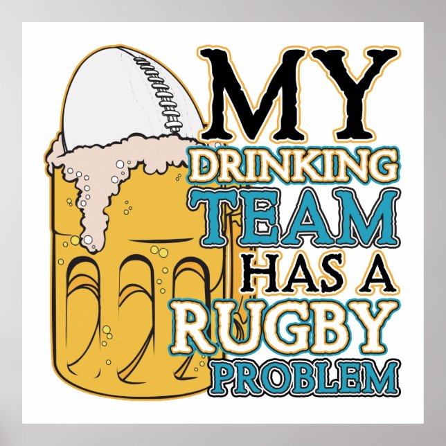 Póster Rugby del equipo de bebidas (Frente)