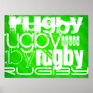 Póster Rugby; franjas verdes neón