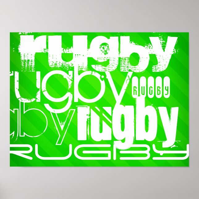 Póster Rugby; franjas verdes neón (Frente)