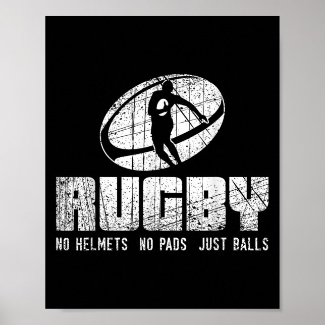 Póster Rugby No Helmet No Pads Just Shirt - Funny Rugby Q (Frente)