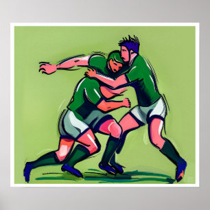 Póster Rugby Tackers Art Print
