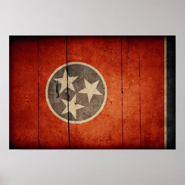 Póster Rugged Wood Tennessee Flag (Frente)
