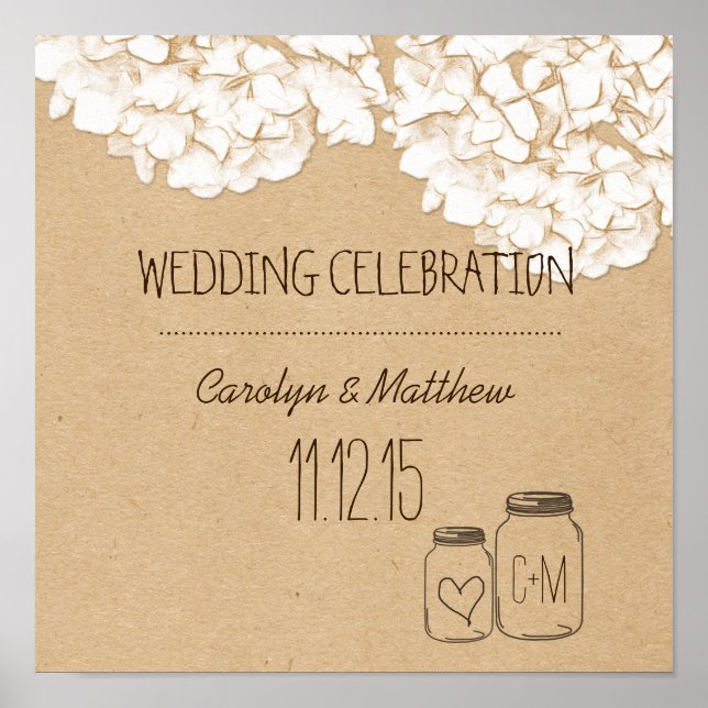 Póster Ruido Kraft Paper Hydrangeas Boda floral (Frente)
