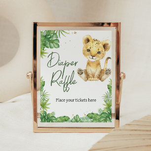 Póster Ruidosa con el león Baby Shower Diaper Raffle