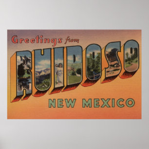 Póster Ruidoso, New Mexico - Large Letter Scenes