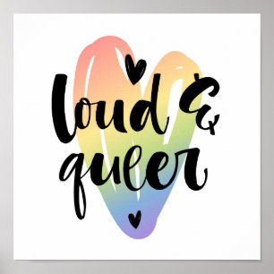 Póster Ruidoso y queer  Corazón acuarela