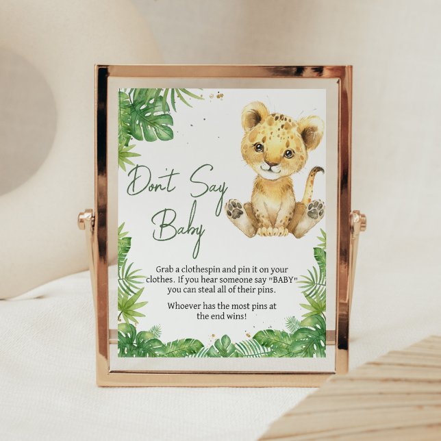 Póster Ruidosos leones en Baby Shower no dicen bebé (Roaring with Excitement Lion Baby Shower Don't Say Baby Sign)