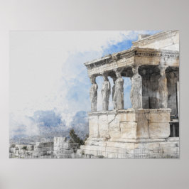 Póster Ruinas acuáticas de lugares antiguos en Atenas, Gr