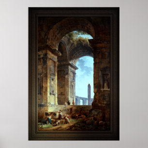 Póster Ruinas Con Obelisco A Distancia