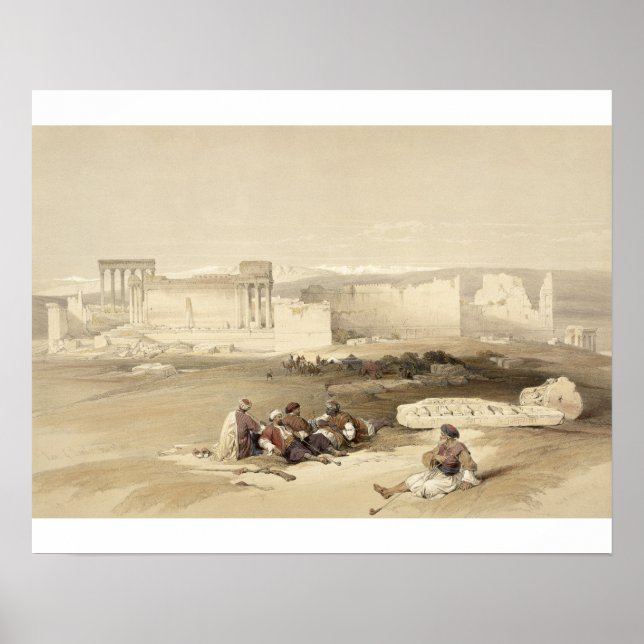 Póster Ruinas de Baalbec, 5 de mayo de 1839, placa 77 de  (Frente)