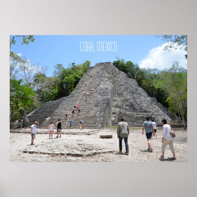 Póster Ruinas de la Pirámide de Coba Riviera Maya México (Frente)