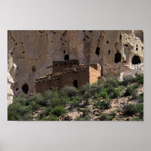 Póster Ruinas de Pueblo en Monumento Nacional Bandelier,  (Frente)