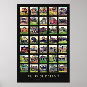 Póster Ruinas del Poster de Detroit - Casas abandonadas