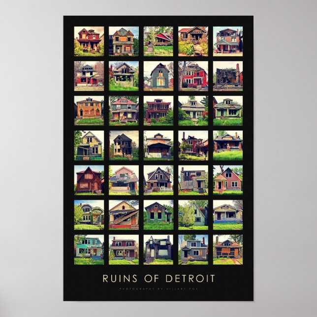 Póster Ruinas del Poster de Detroit - Casas abandonadas (Frente)