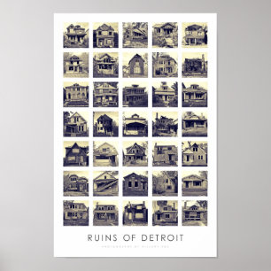 Póster Ruinas del Poster de Detroit - Casas abandonadas