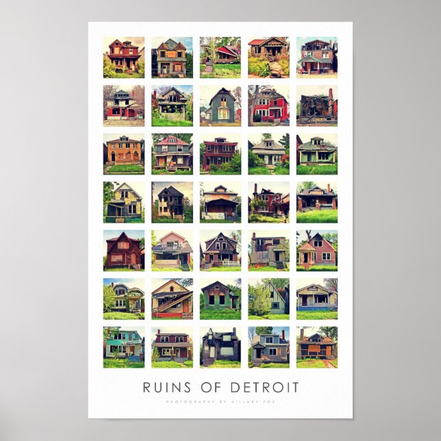 Póster Ruinas del Poster de Detroit - Casas abandonadas (Frente)