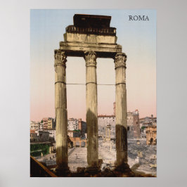 Póster Ruinas del Templo de Castor y Pollux en Roma