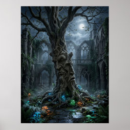 Póster Ruinas góticas de un árbol antiguo