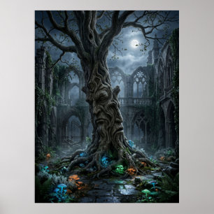 Póster Ruinas góticas de un árbol antiguo