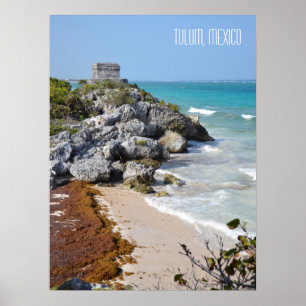 Póster Ruinas Mayas de Tulum Recuerdo de Viaje a México