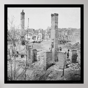 Póster Ruinas quemadas de chimeneas en Richmond 1865