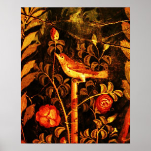 Póster RUISEÑOR CON ROSAS, Rojo Negro Amarillo