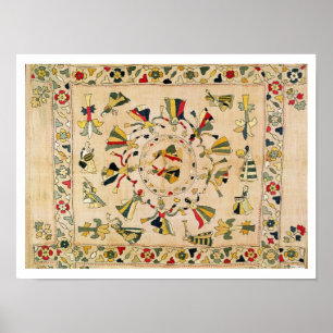 Póster Rumal: cubierta cuadrada del bordado que muestra