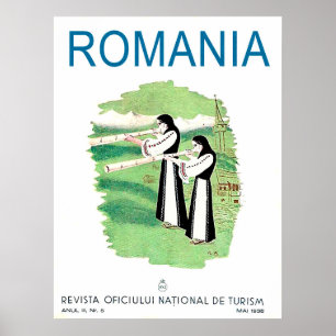 Póster Rumania, mujeres con los instrumentos de música