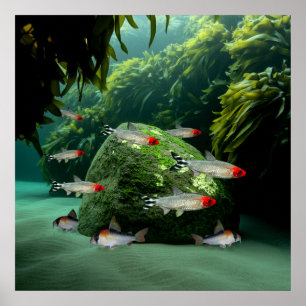 Póster Rummynose Tetras Corydoras Aquarium Fish