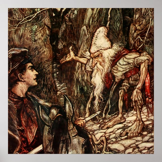 Póster "Rumpelstiltskin" Fairy Art de Arthur Rackham (Frente)