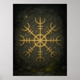 Póster Runestone AEgishjálmur - Antiguo Norse Protection 